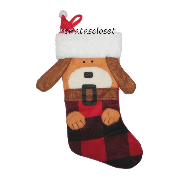 Gigi Seasons 19" Red Buffalo Doggie 3D Stocking NWT - Picture 1 of 8